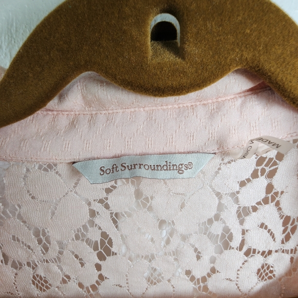 Soft Surroundings Aurelie Dip Dye Eyelet Ombre Lace Button Down Tunic Size Large - Picture 4 of 16